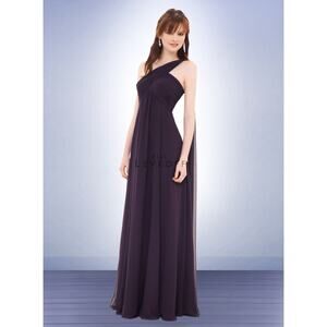 Bill Levkoff Style 675 One Shoulder Chiffon Gown Dress Sample Plum Size 12 NWT